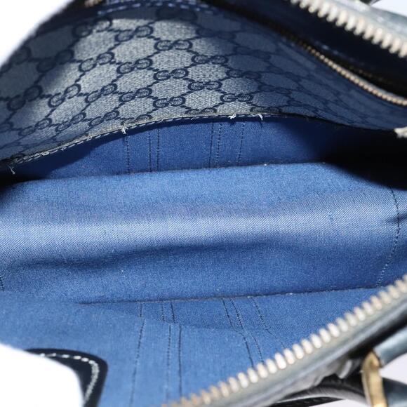 GUCCI GG Supreme Sherry Line Hand Bag Pvc Navy Gold - Picture 16 of 16